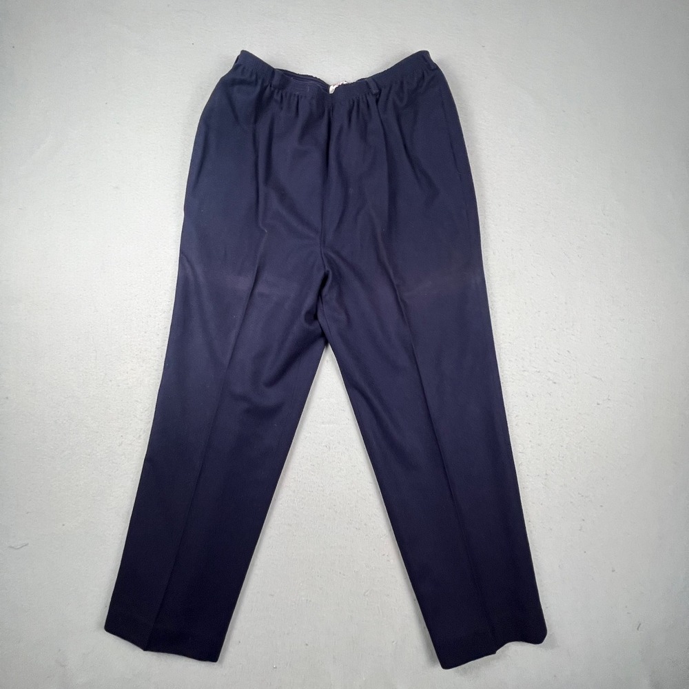 Barclay II Trousers Womens 36 Navy Blue 100% Wool Elastic Waist Vintage Made USA